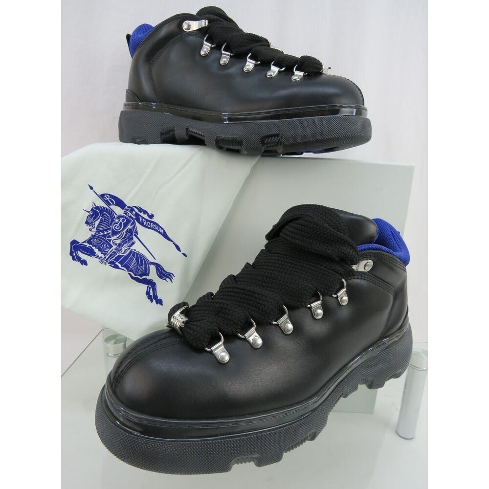 NIB BURBERRY TREK BLACK LEATHER LACE UP HIKING BOOTS US 11 44 ITALY - Picture 7 of 16